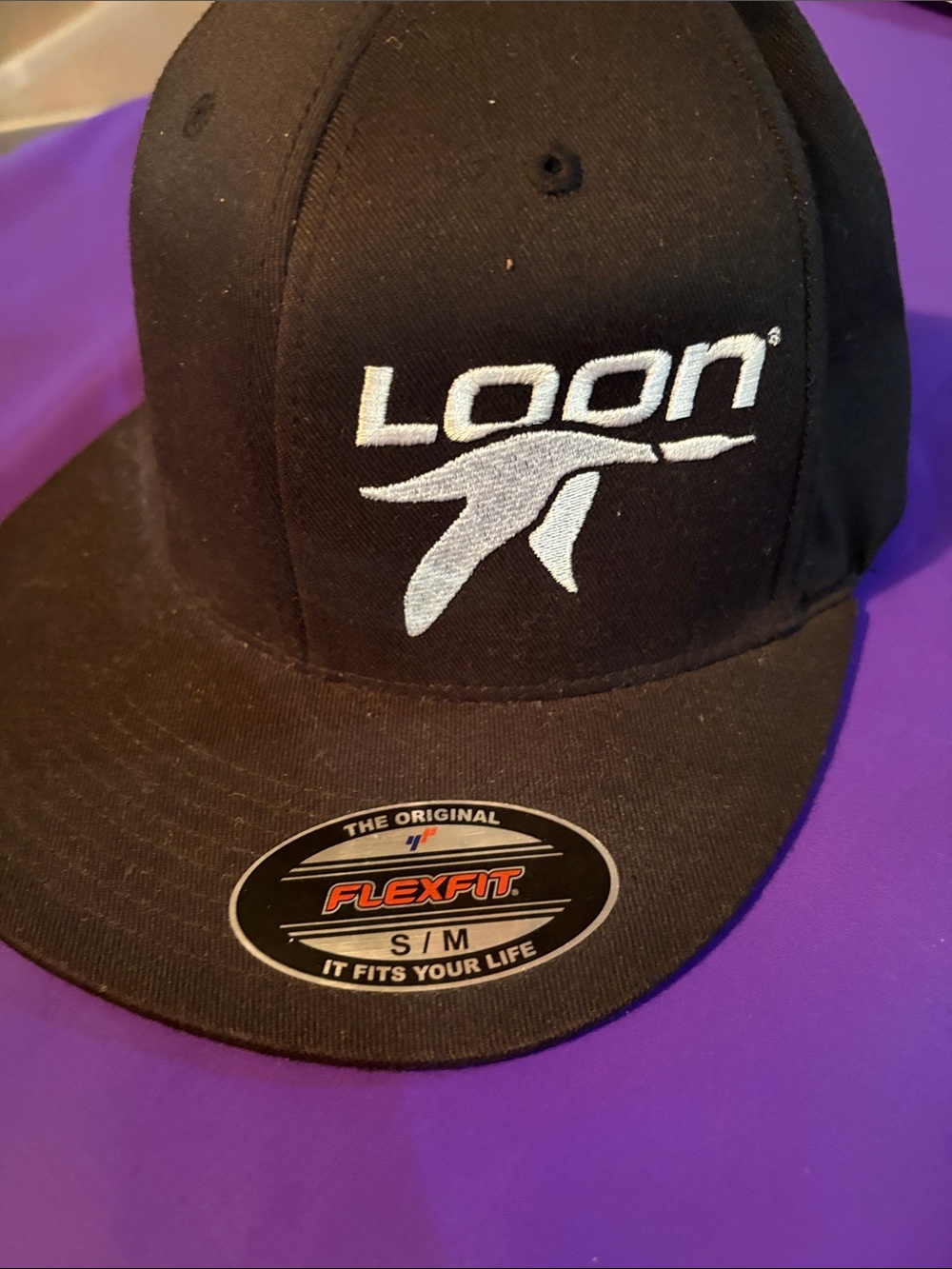 Loon Mountain NH Black Flexfit Logo Snapback Hat Small Medium